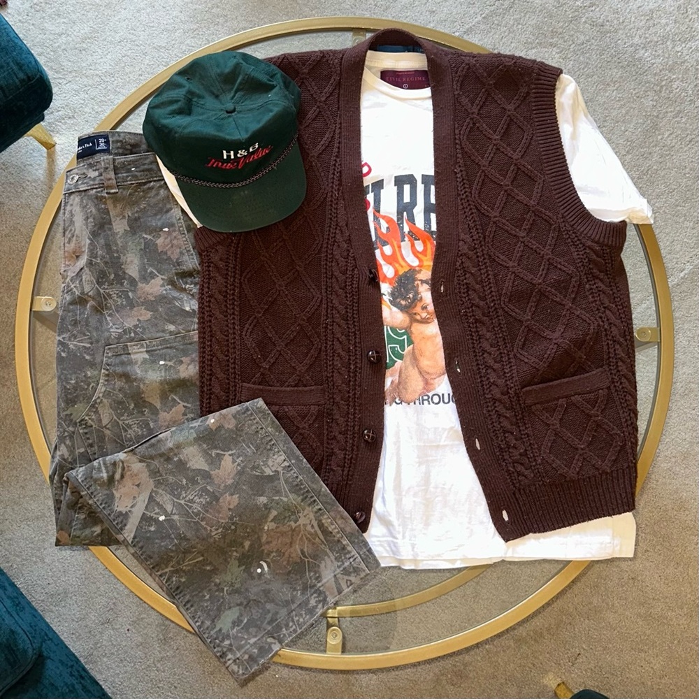 Towncraft Dark Brown Knit Vest for Men